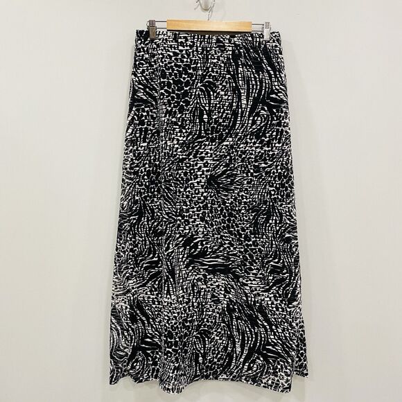VTG ECI L Boho Animal Print Pull-on Maxi Skirt Elastic Waist Western Tribal Fall - Picture 1 of 12